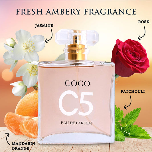 C5 for Women Eau De Parfum - Pure Femininity in a Bottle - Delicate Floral Scents of Jasmine and May Rose - A Fragrance That Will Get You Noticed - Cruelty-Free Perfume Precious Gift for Women